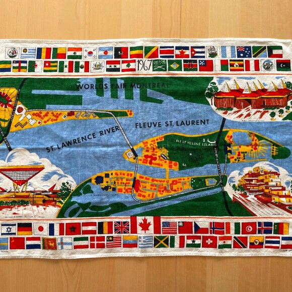 Expo 67 Linen Tea Towel - EUC - Picture 1 of 8